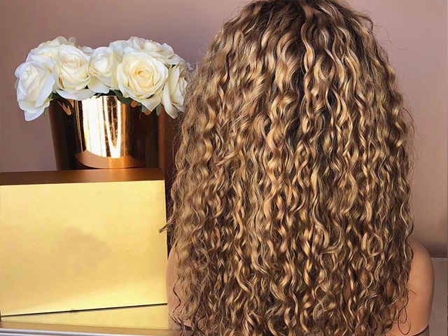 Brown wave curl long hair